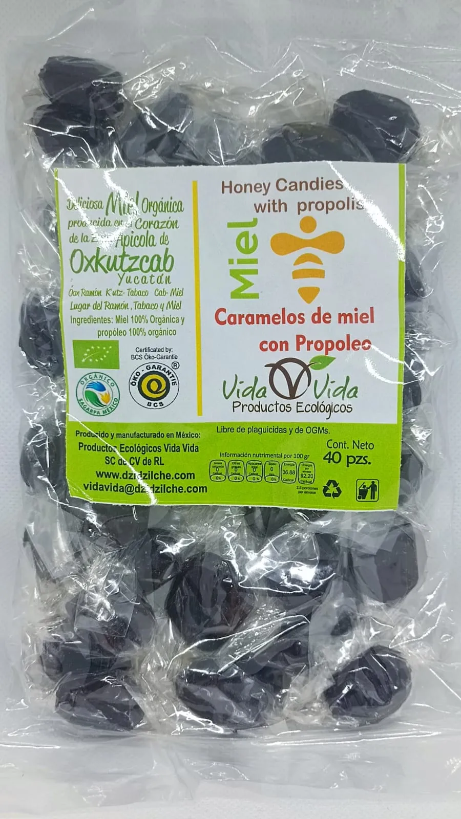Caramelos de miel con propóleo x40 piezas